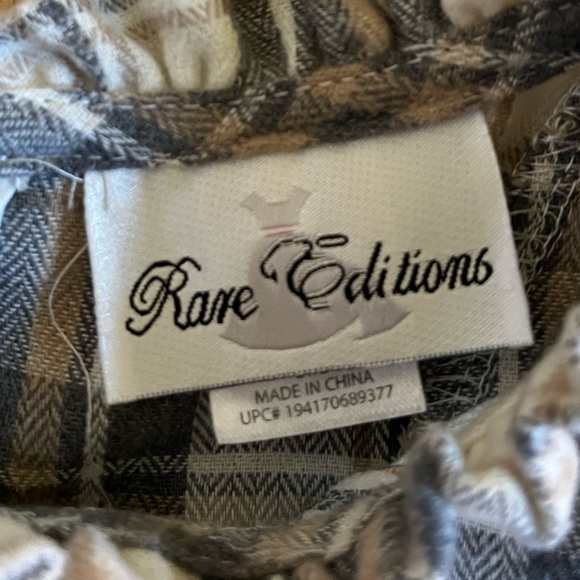 Rare edition girls 2T long sleeve plaid dress with ruffles cream gray brown - Picture 7 of 8